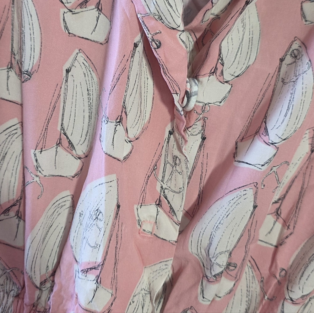 Maeve Anthropologie Pink Summer Romper XS Beach Chic Cottagecore - Picture 4 of 8